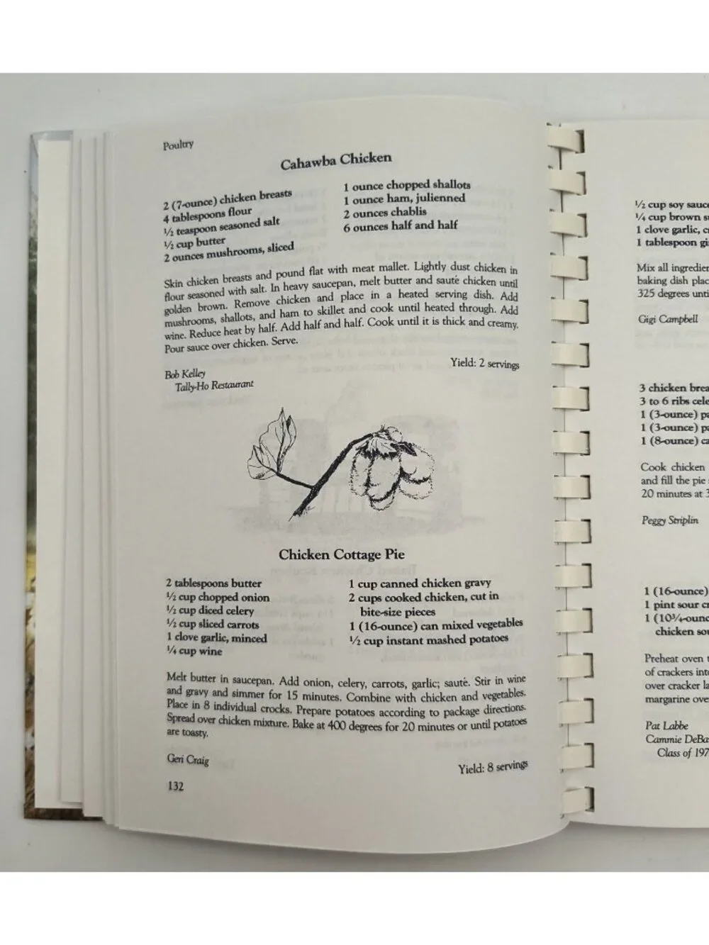 Land Of Cotton Southern Recipes Spiral Bound Cookbook Vintage 1980s Classic Sout